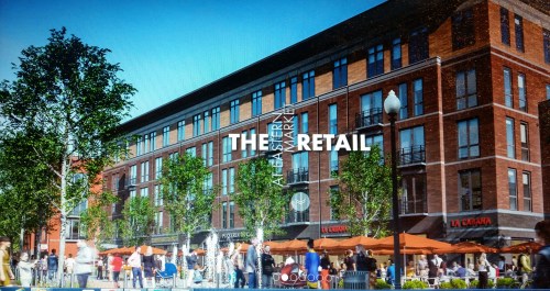 View of the Affordable Housing Component (North Building) of the Hine Project, with First Floor Retail.  Image from At The Market  website - see link below.