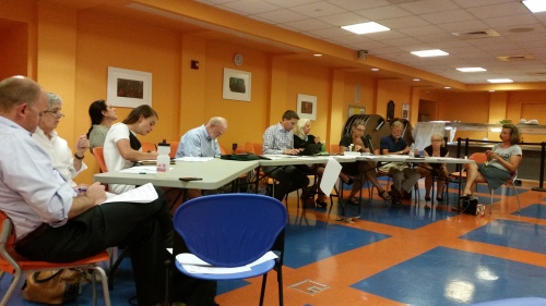 ANC6B's Planning and Zoining Committee, chaired by Nick Burger (center, in checkered shirt), met Tuesday night and took umbrage at the DGS blow off.  