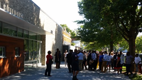 Bowser posed for a photo in front of the Community Action Group HQ near the corner of 15th and Independence with DAG President Janice Gordon.