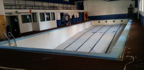 The lower level reveals the swimming pool.  