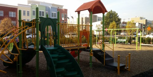 The playground for the day care center is currently being used as part of the after school program.