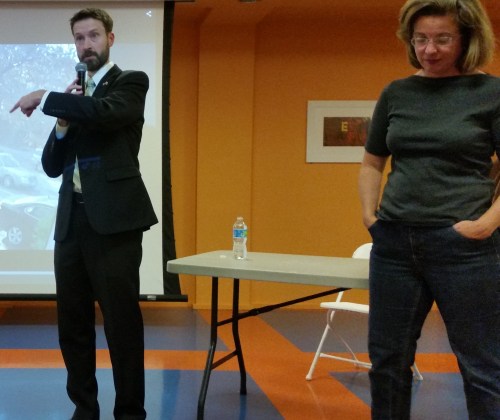 Council Member Charles Allen and ANC6B Commissioner Denise Krepp, organizer of last night's meeting