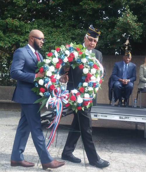 Laying of the wreath by Commander Preston and guest speaker E. Maquel Marshall, U.S. Department of Veterans Affairs