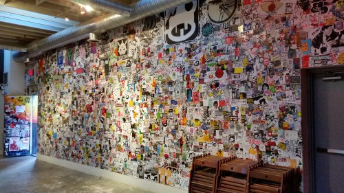 Last Sunday was the final opportunity to see the exhibit of 100,000 street stickers at The Fridge.  In case you missed it, this is what it looked like.  