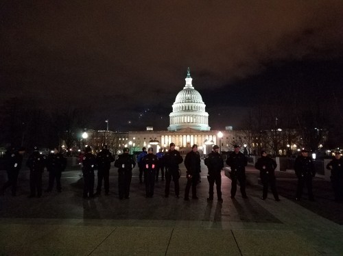 US Capitol Police were ready to resist any move to occupy the plaza on the US Capitol's East Front as had happened the day before.