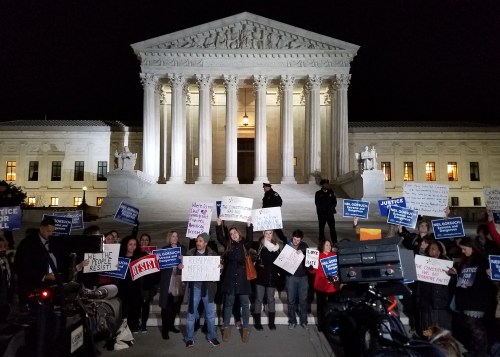 Protesters took advantage of the presence of television to voice their objections.