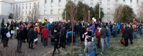 About 400 people showed up to support the Mayor and DC City Council Members in their protest of federal government control of the District.
