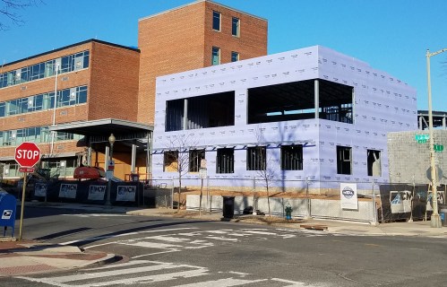 Progress on Watkins School Modernization from 12th and E Street, SE