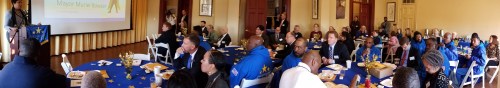 Those attending the annual meeting included BID board members, BID business members and the men in blue.
