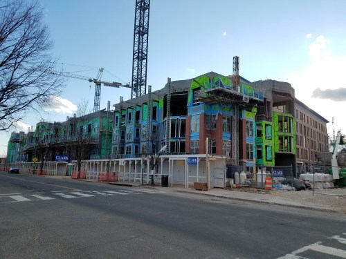 Hine projects residential building, seen from the NE corner of 8th and C Streets, SE, looking into the Southwest. Circa 3:30pm, Friday, March 3.